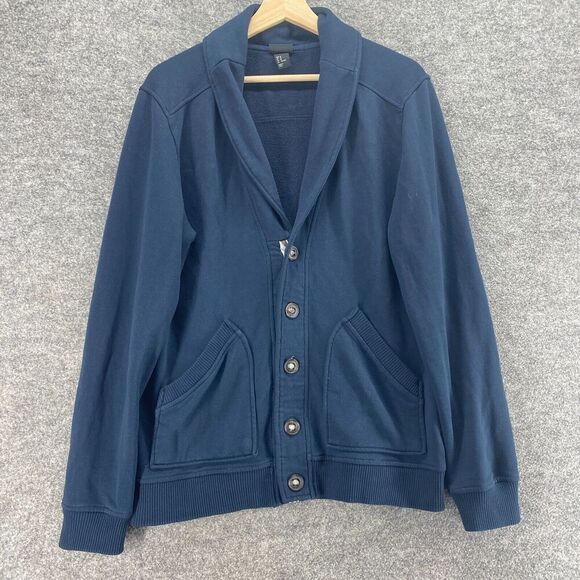 H&M Cardigan Women M Medium Blue Collared Long Sleeve Button Up Pockets Knit - Picture 1 of 10